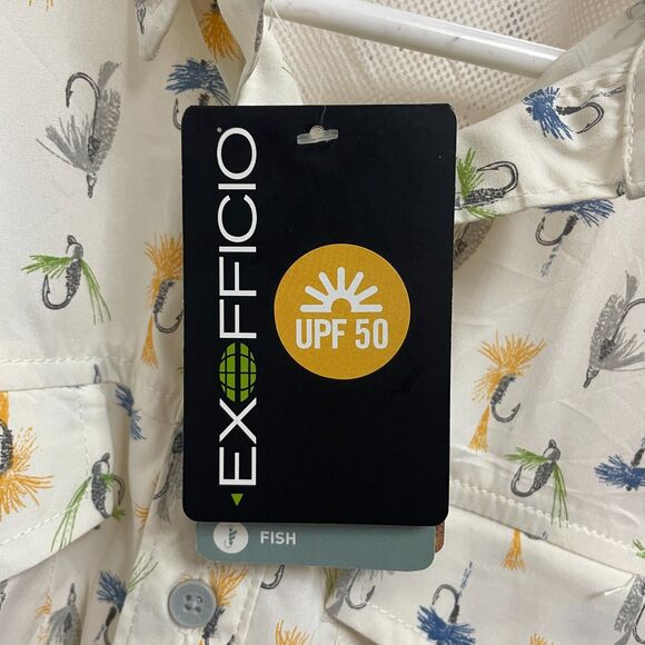 Exofficio Mens M Short Sleeve Button Down Vellum Fly UPF 50 Shirt NWT - Picture 5 of 8